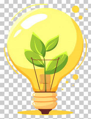 Light Bulb - Eco-Friendly Light Bulb With Leaves PNG
