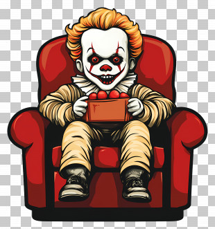 Horror Movie Night - Scary Clown Sitting On A Chair PNG