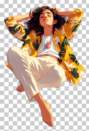 Lazy Day - Relaxing Woman In Casual Outfit PNG