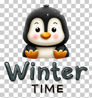 Winter Logo Word - Cute Winter Penguin PNG