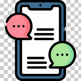 Phone Messaging - Mobile Phone With Text Messages Cartoon Illustration PNG