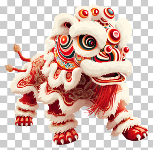 Chinese New Year - Traditional Chinese Lion Dance Costume PNG
