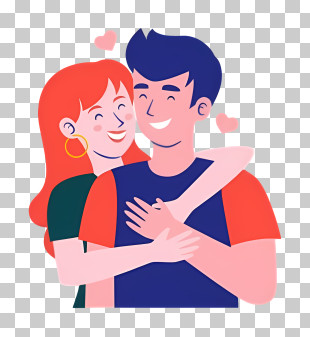 Love Couple - Happy Couple Cartoon Illustration PNG