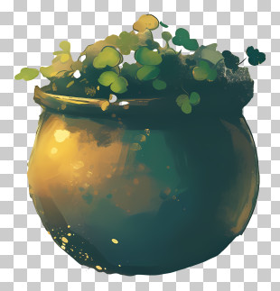 Pot - Green Potted Plant In Artistic Pot PNG
