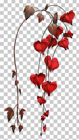 Bleeding Heart Flowers - Hanging Red Flowers PNG