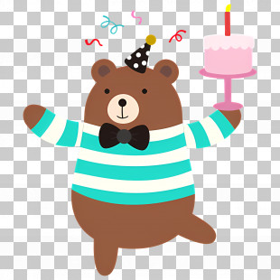 Birthday Cake - Party Bear With Birthday Cake PNG