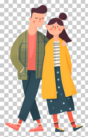Couple Walking Arm In Arm - Cartoon Couple Walking PNG