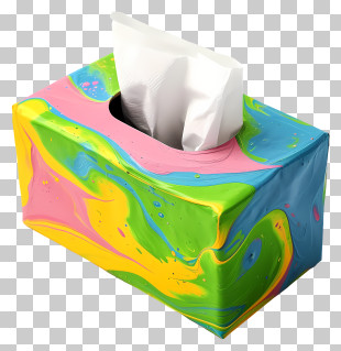 Multicolored Paints Tissue Box - Colorful Tissue Box With Tissues PNG