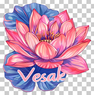 Happy Vesak Day - Pink And Blue Lotus Flower For Vesak Celebration PNG