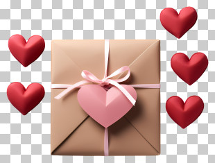 Envelope - Love-Themed Gift Box With Hearts Illustration PNG