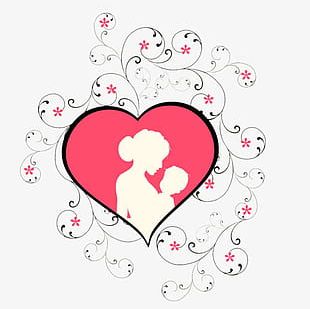 Pink Heart Mother's Day Mother's Arms Child Element PNG