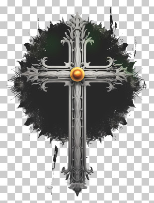 Ash And Cross - Decorative Cross With Ornate Design PNG