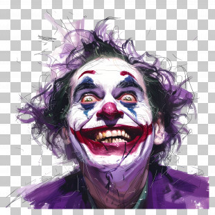 Joker - Smiling Clown With Face Paint PNG