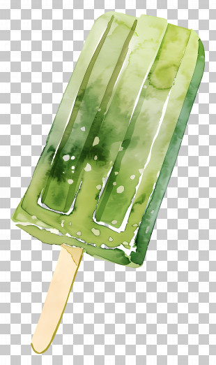 Popsicles - Green Watercolor Popsicle Illustration PNG