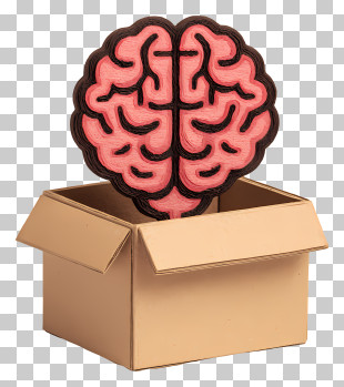 Brain Coming Out Of Cardboard - Cartoon Brain In Box PNG