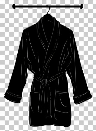 Black Bathrobe On Hanger - Black Bathrobe Hanging On A Hanger PNG