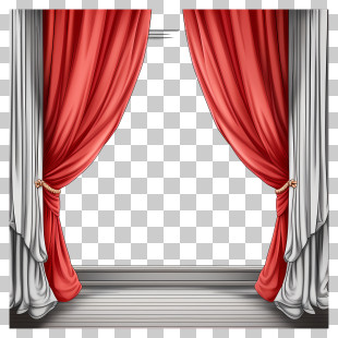 Sketch Style Curtains - Red Theatre Curtain For Stage Performances PNG