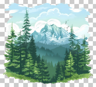 Mountain Landscape With Forest - Mountain Landscape With Forest Illustration PNG