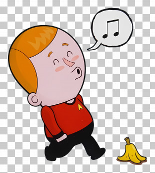 Redshirt - Cartoon Character Near Banana Peel PNG