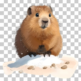 Cute Groundhog - Cute Brown Groundhog On Snow PNG