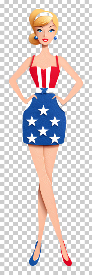 Fourth Of July Barbie - Stylish Woman In Starry Dress PNG