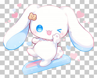Cute Cinnamoroll - Cartoon White Bunny With Hearts Illustration PNG