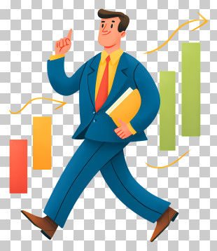 Walking Man With Growth Chart PNG