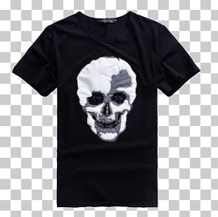 Printed T-shirt Skull Clothing PNG, Clipart, Black And White, Bone ...