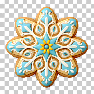 Christmas Cookies - Decorative Snowflake Iced Cookie PNG