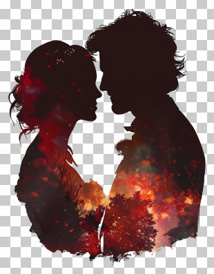 Bride And Groom Silhouette - Romantic Silhouette Couple Art PNG