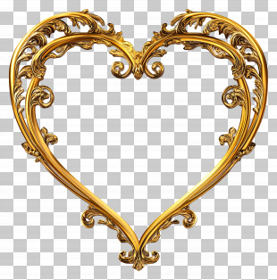 Heart Gold Frame - Golden Ornate Heart Frame For Decoration PNG