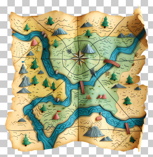 Treasure Map - Illustrated Treasure Map For Quest Adventure PNG