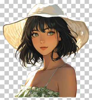 Sunbeam Portrait - Stylish Girl In Summer Hat PNG
