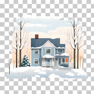 Winter House - House With Snow-Covered Landscape PNG