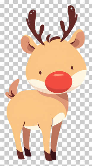 Rudolph - Reindeer With Red Scarf PNG