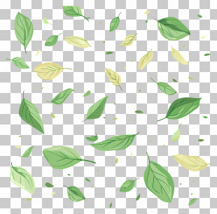 Green Leaves - Floating Green Leaves Pattern PNG
