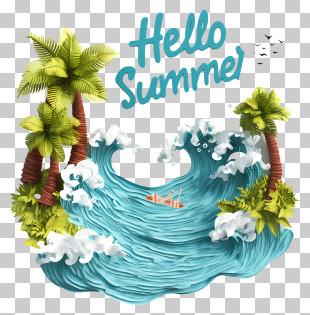 Hello Summer - Hello Summer With Ocean Wave PNG