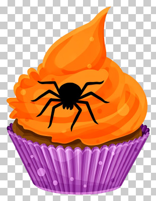 Halloween Cupcake - Halloween Cupcake With Spider Decoration PNG