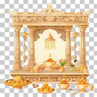 Shubh Dhanteras - Ornate Hindu Temple With Offerings PNG