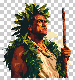 Kamehameha Day - Tribal Leader In Traditional Attire PNG