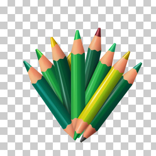Crayon - Set Of Green Colored Pencils For Drawing PNG