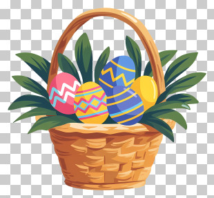 Colorful Easter Egg Basket PNG