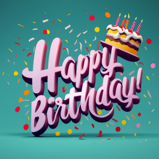 Happy Birthday - Happy Birthday Graphic With Cake And Confetti PNG