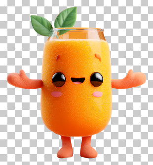 Juice Cute - Happy Orange Juice With Arms PNG