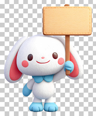 Cinnamoroll Holding Placard - Cute Bunny Holding Sign PNG
