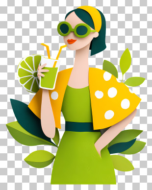 Woman Drinking Fresh Juice - Stylish Woman With Drink PNG