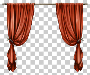 Sketch Style Curtains - Elegant Red Curtains For Window Decoration PNG