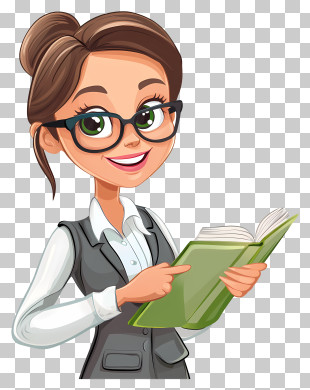 Teacher - Woman With Book And Glasses PNG