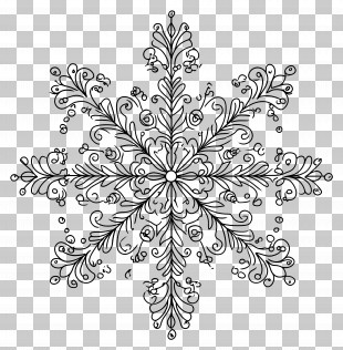 Snowflake Outline - Black And White Snowflake Design PNG