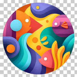 Marine Emoji - Colorful Fish In Abstract Ocean PNG